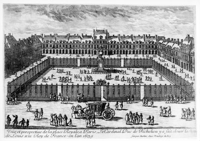 Perspektivische Ansicht des Place des Vosges von Aveline Family